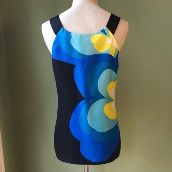 Tibi Floral Abstract Print Sleeveless Silk Blouse Sz 0 - Picture 2 of 6